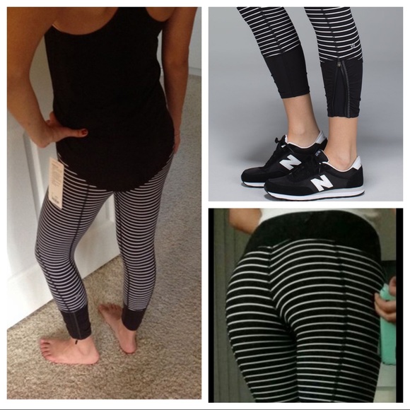🦄 RARE Lululemon Parallel Stripe Runday Crops - Picture 2 of 16